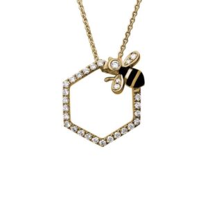 Bee Pendant Necklace in 14K Yellow Gold (AFC-GNL03ELY29)