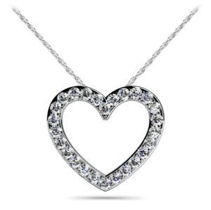 Diamond Heart Necklace 14K White Gold .66cttw Model AFC-SP39