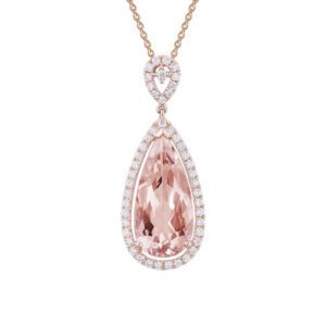 Diamond & Morganite Necklace in 14K Rose Gold (AFC-23LDR46MG)