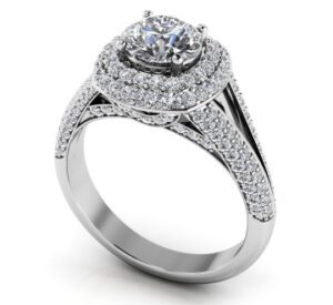 Diamond Halo Setting 14K White Gold .90cttw Model AFC-MS138-E