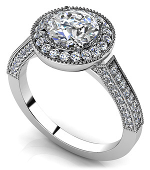 Diamond Halo Setting 14K White Gold .55cttw Model AFC-MS143-E