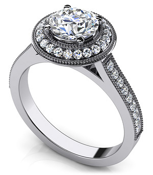 Diamond Halo Setting 14K White Gold .35cttw Model AFC-MS178-E