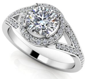 Diamond Halo Setting 14K White Gold .30cttw Model AFC-MS209-E