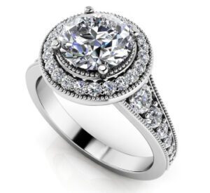 Diamond Halo Setting 14K White Gold .65cttw Model AFC-MS213-E