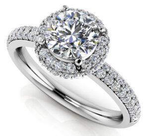 Diamond Halo Setting 14K White Gold .65cttw Model AFC-MS218-E