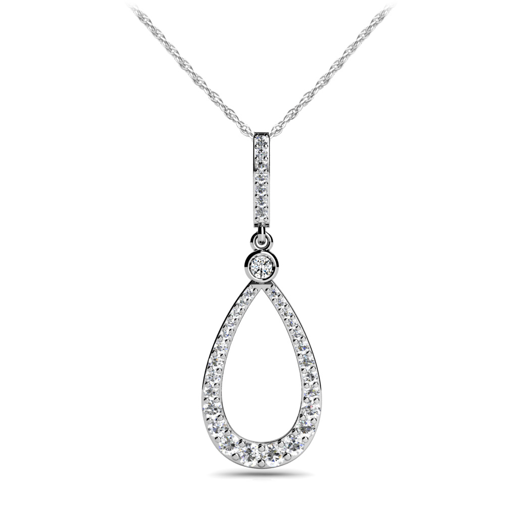 Diamond Necklace 14K White Gold .58cttw AFC-SP62